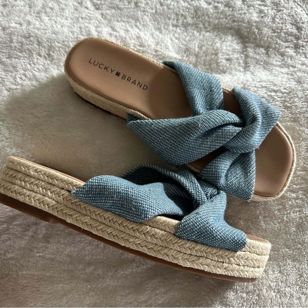Lucky Brand Blue Women's Espadrille Platform Sandals size 7